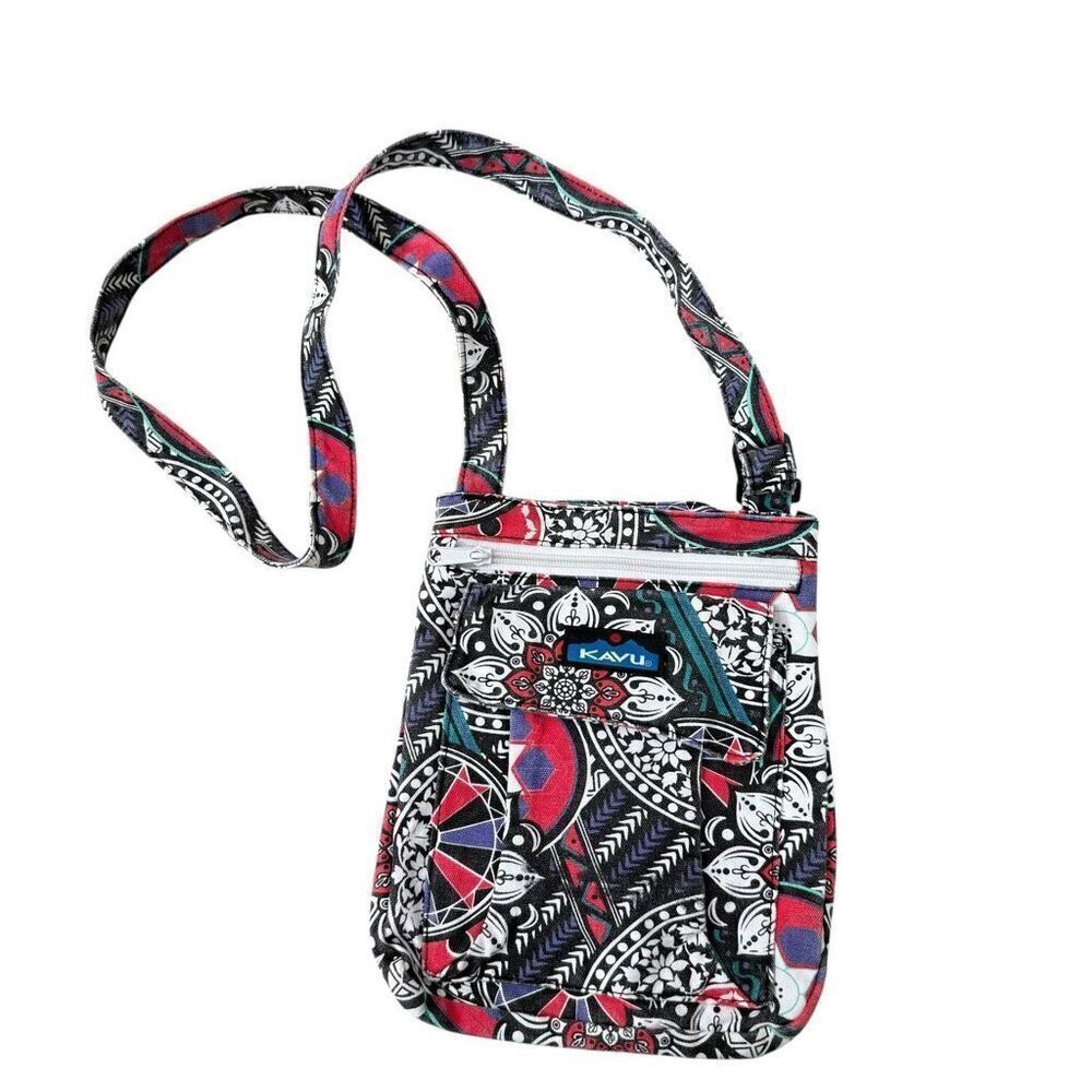 KAVU Zippit Sling Shoulder Bag Crossbody Purse Red Purple Black